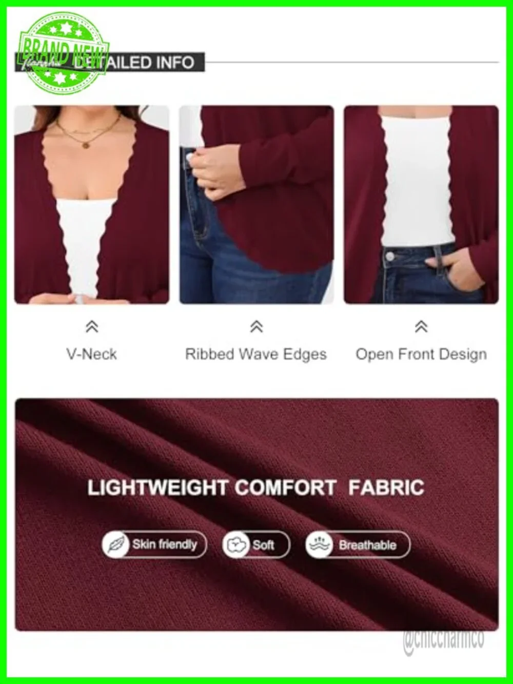 Plus Size Open Front Long Sleeve V-Neck Lightweight Knit Cardigan